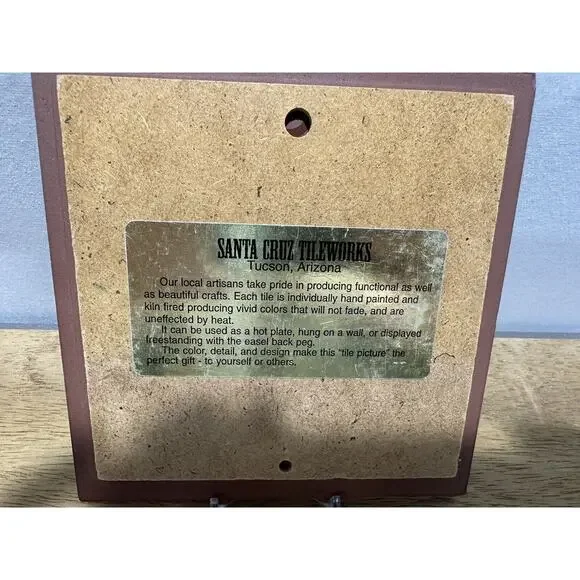 Vintage Santa Cruz Tileworks Decorative Tile Wall Tile Terracotta Cactus Southwe - Picture 5 of 5